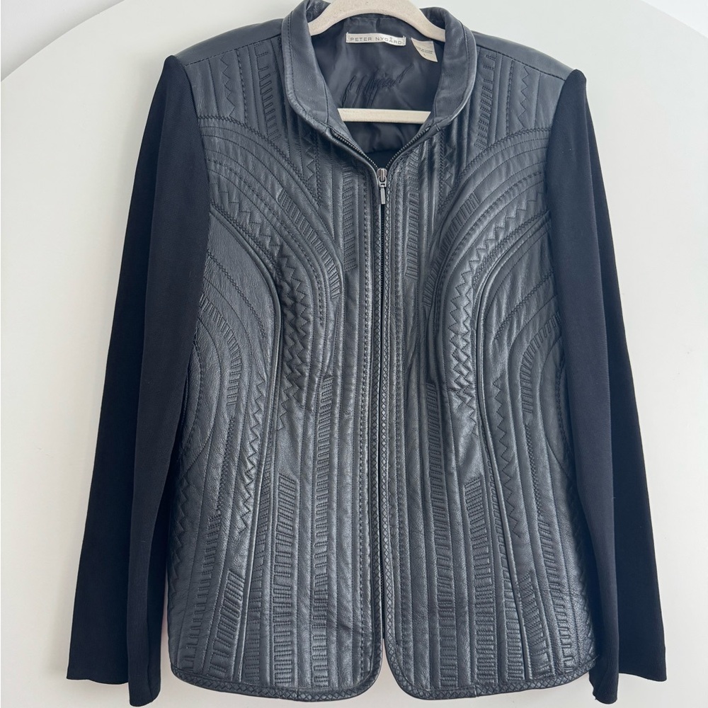Peter Nygard Black Textured Leather Jacket